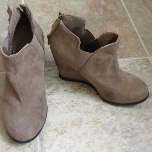 Gray Brown Faux- Suede Booties